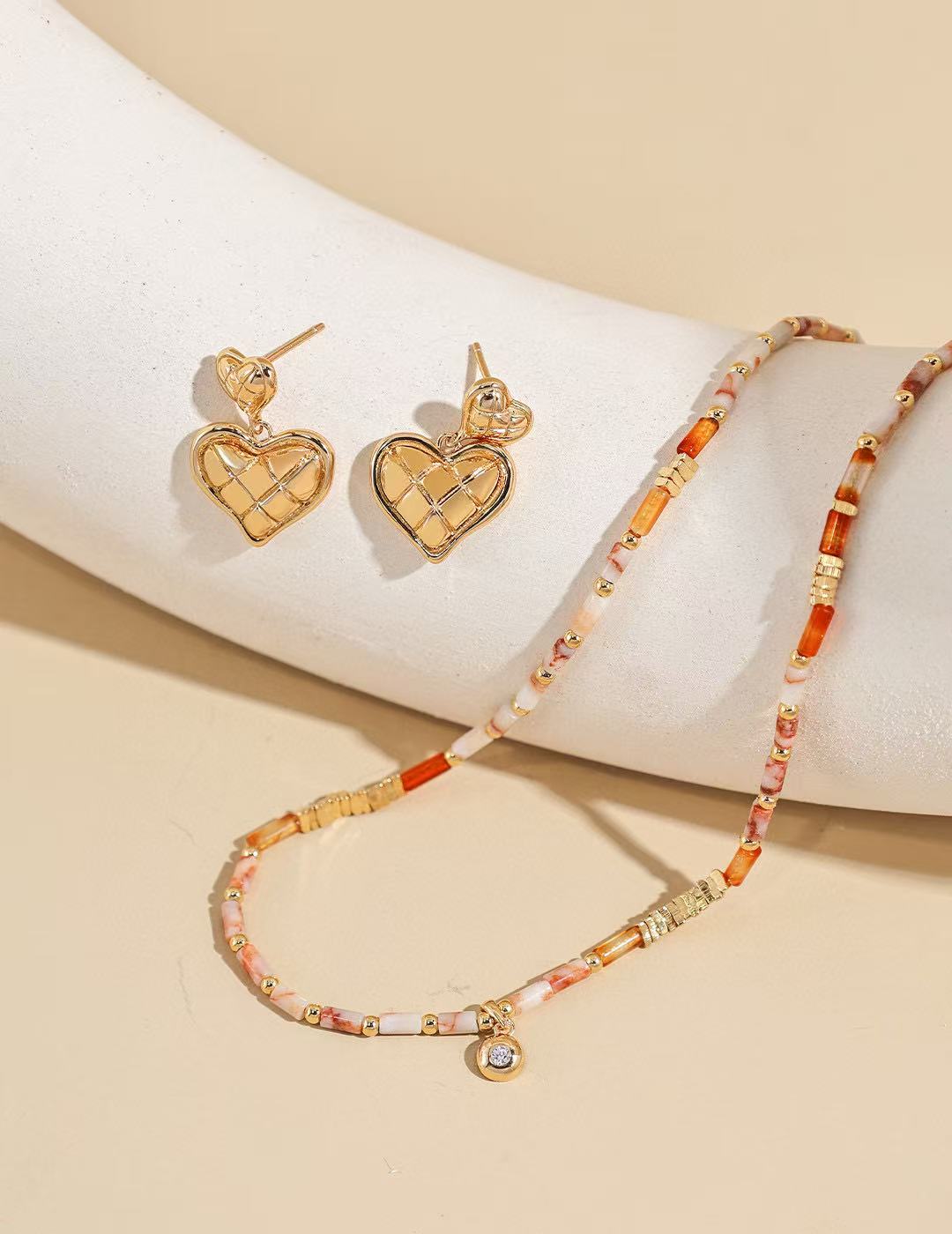 S925 Silver/gold plated/Double Heart Pendant Earrings