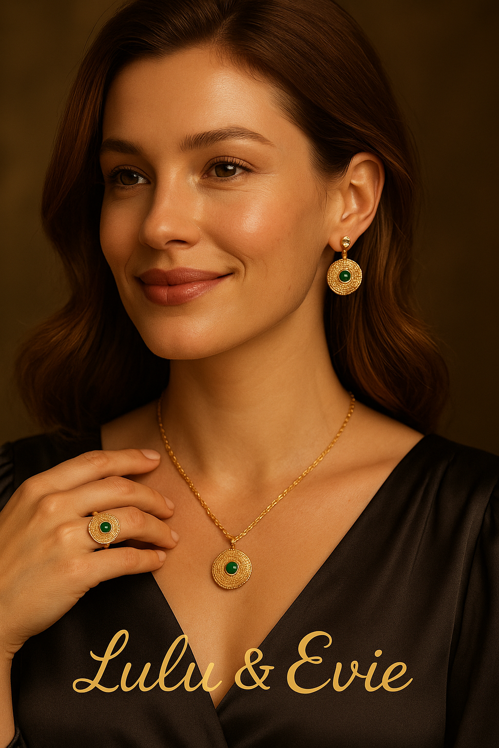 Green Chalcedony Jewelry Set – Holiday Edition
