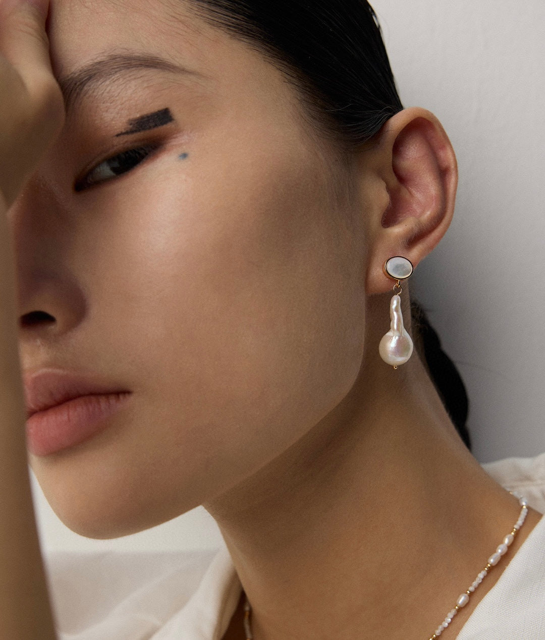 Halo Shell “Mother-of-Pearl & Baroque Pearl Earrings