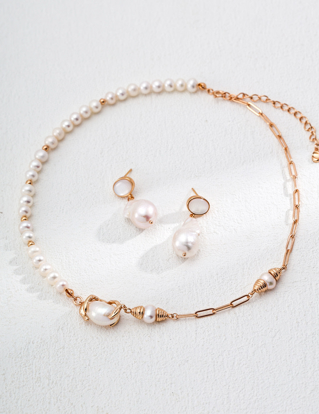 Halo Shell “Mother-of-Pearl & Baroque Pearl Earrings