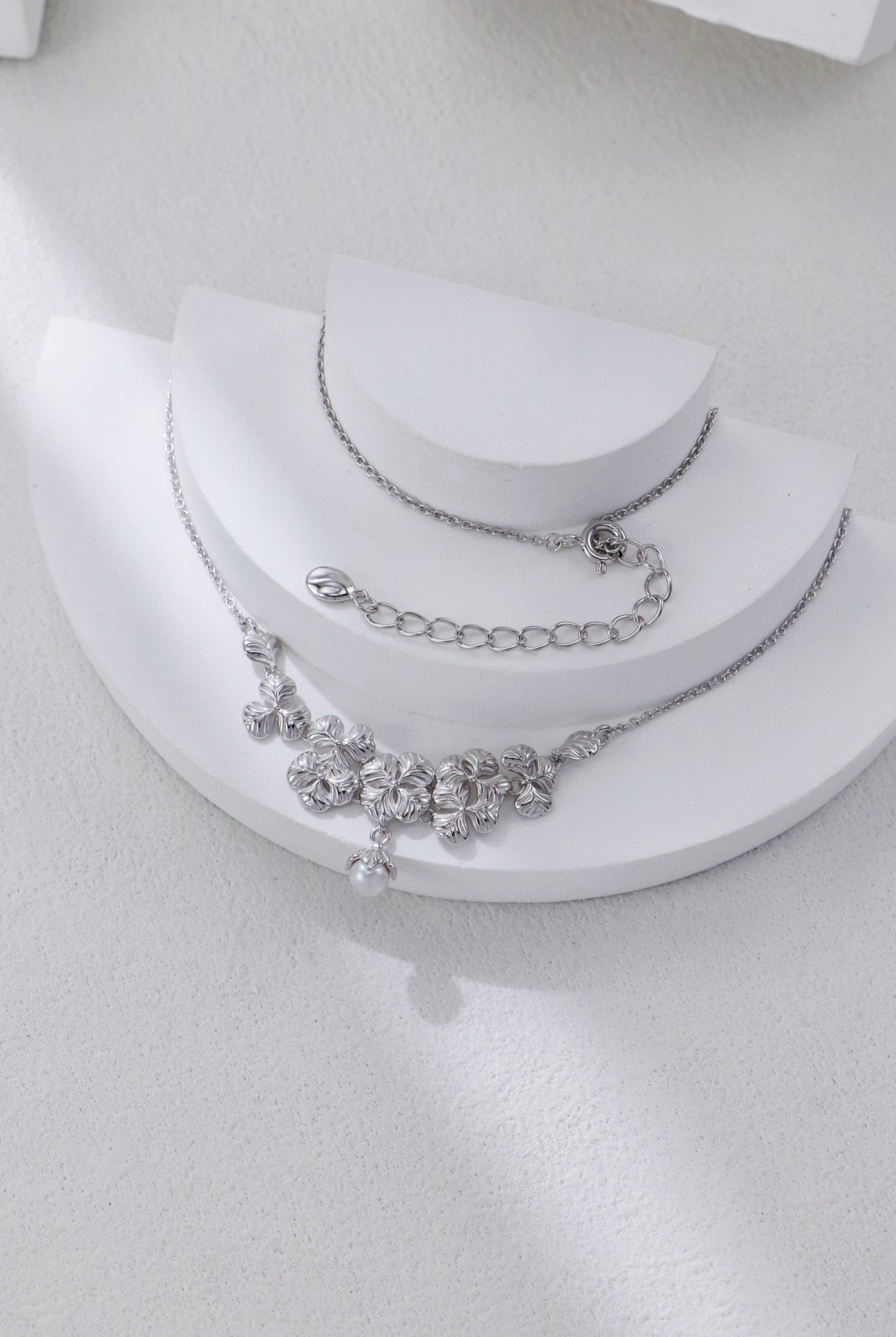 Starlight Garden S925 silver pearl necklace and earrings
