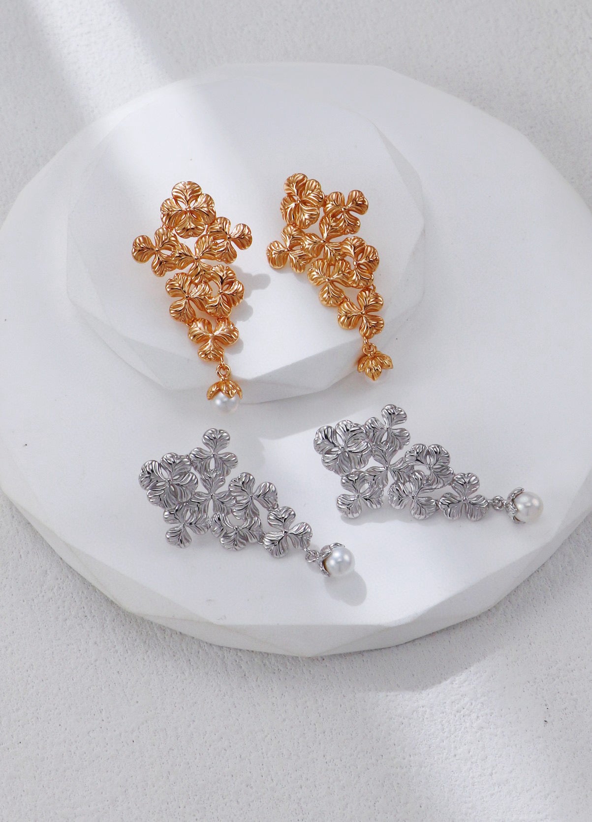 Starlight Garden S925 silver pearl necklace and earrings