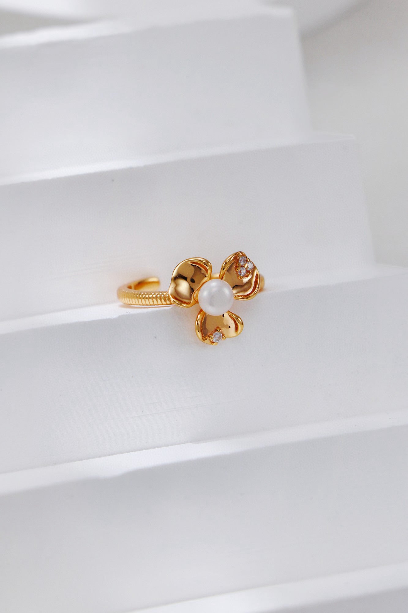 Pearl Blossom necklace earrings and ring