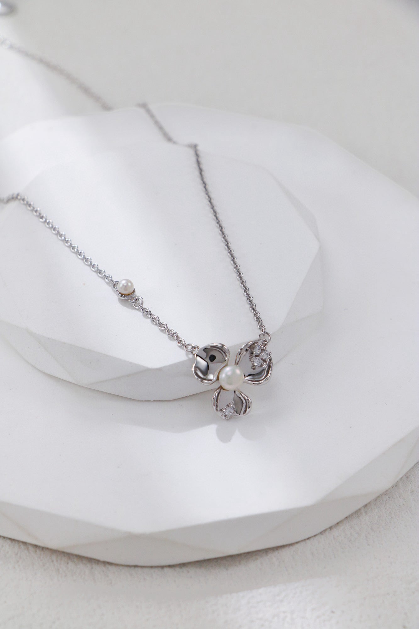 Pearl Blossom necklace earrings and ring