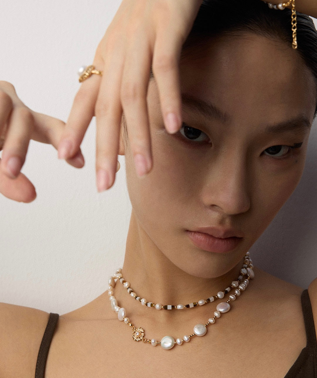 Sun Pearl Garden necklace and earrings