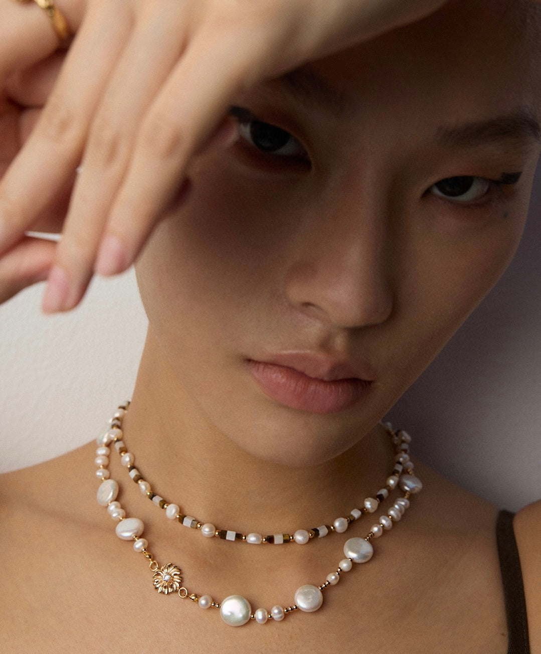 Sun Pearl Garden necklace and earrings