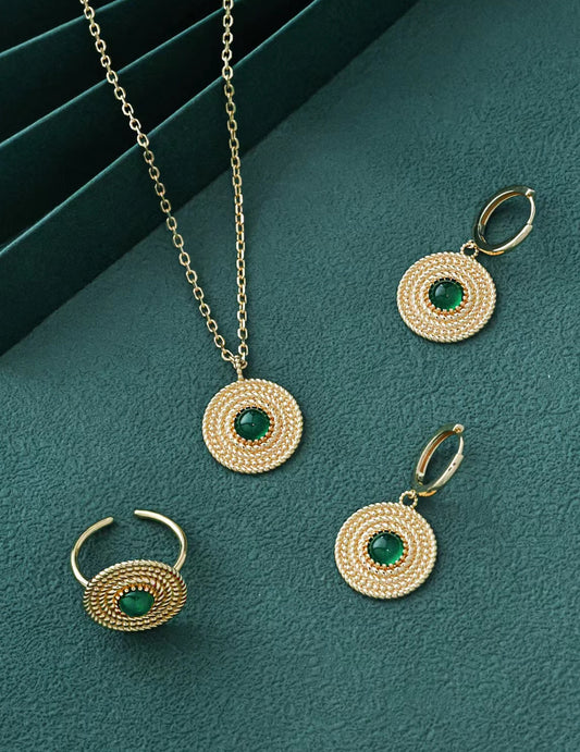 Green Chalcedony Jewelry Set – Holiday Edition