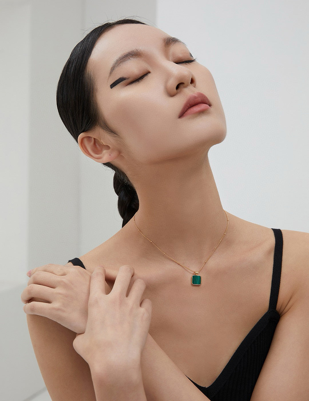 Malachite Square Pendant Set