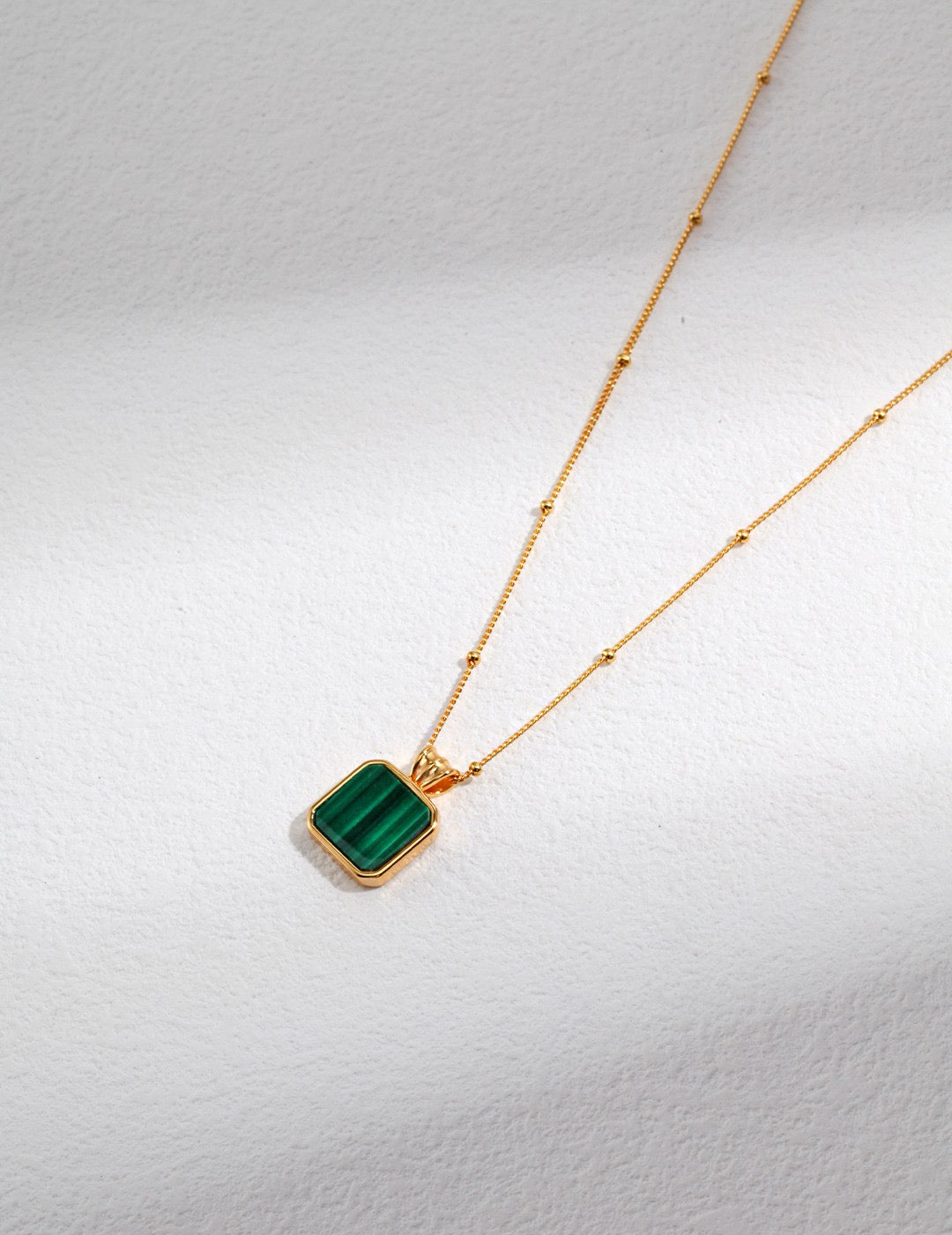 Malachite Square Pendant Set