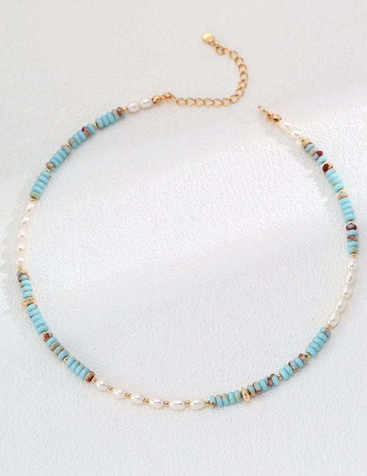 Natural Shoushan Stone & Pearl Necklace / Bracelet