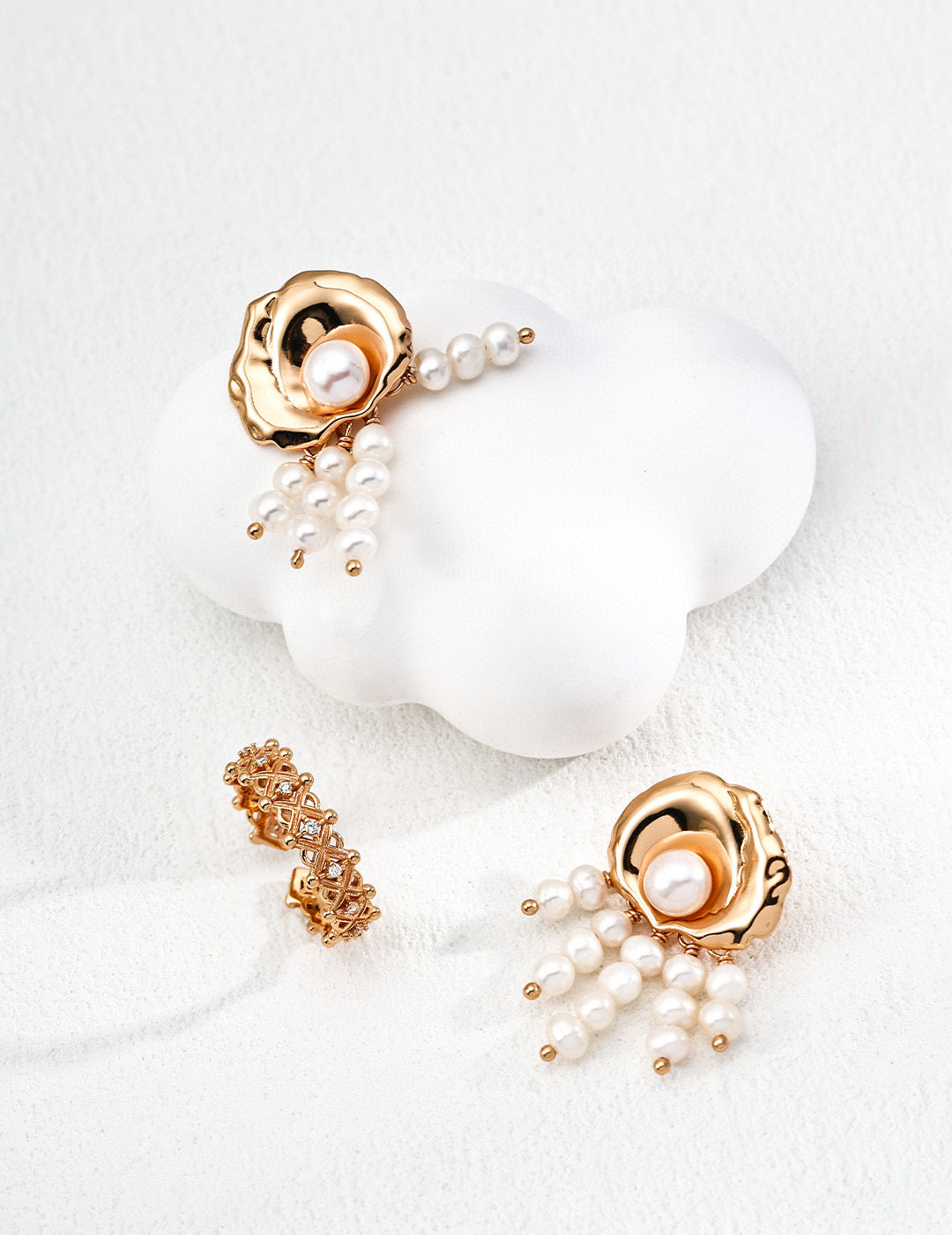 Golden Pearl Cascade Earrings | Grace Meets the Sea