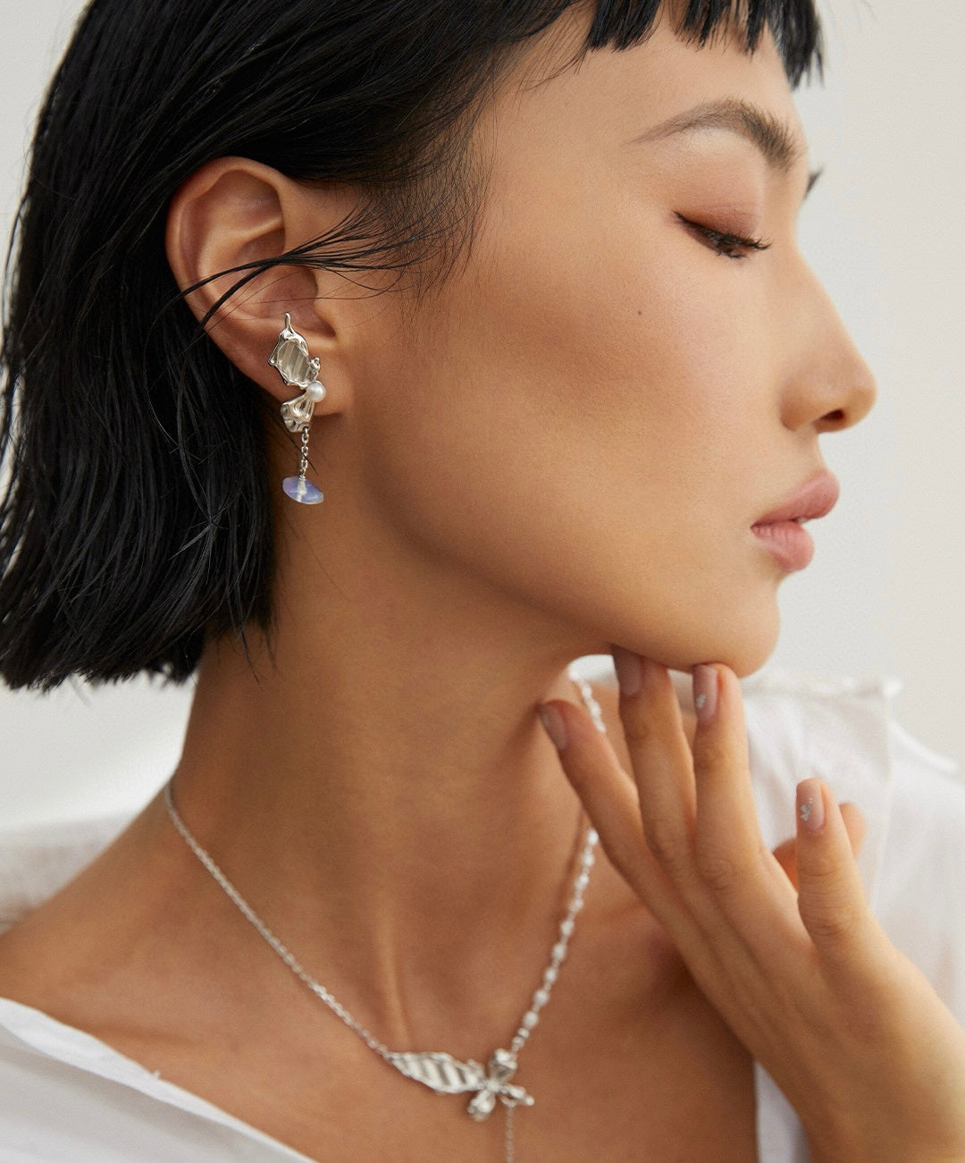 S925 Butterfly Pearl Set