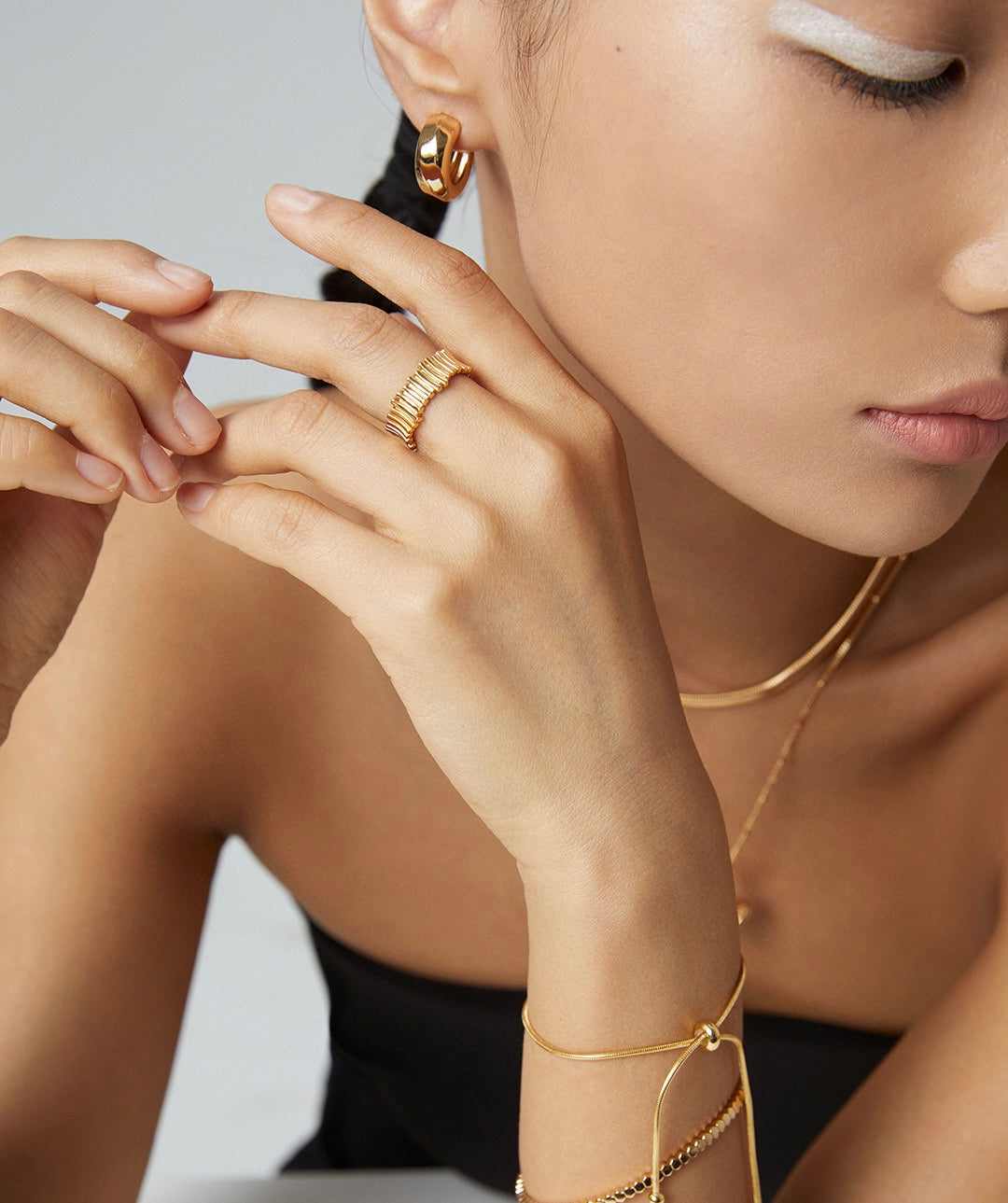 S925 Silver Textured Ring & Earrings Set