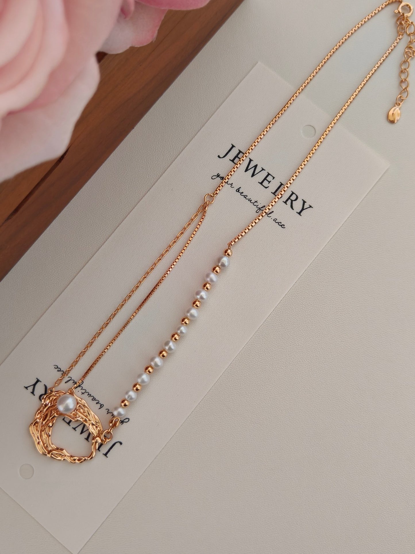 Organic Pearl Loop Jewelry Set — Necklace & Earrings