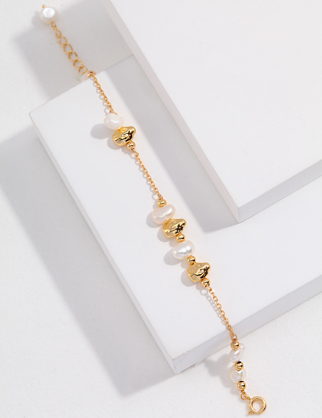 Golden Bloom Natural Pearl & S925 Silver earrings, bracelet and necklace