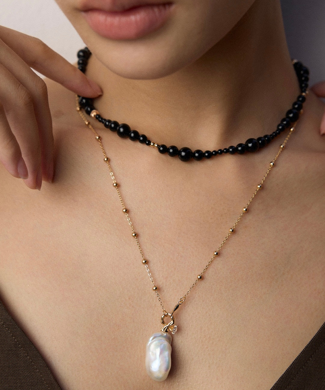 Celeste “Baroque Pearl Drop necklace