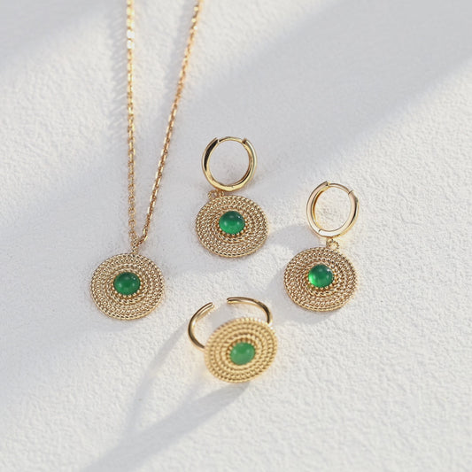 Green Chalcedony Jewelry Set – Holiday Edition