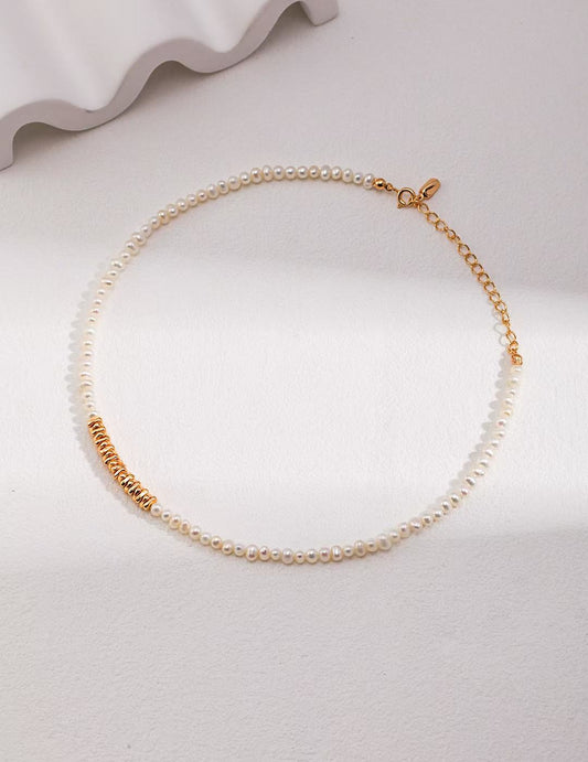 S925 Silver /gold plated/Irregular mini silver nuggets/Freshwater Pearl necklace , bracelet