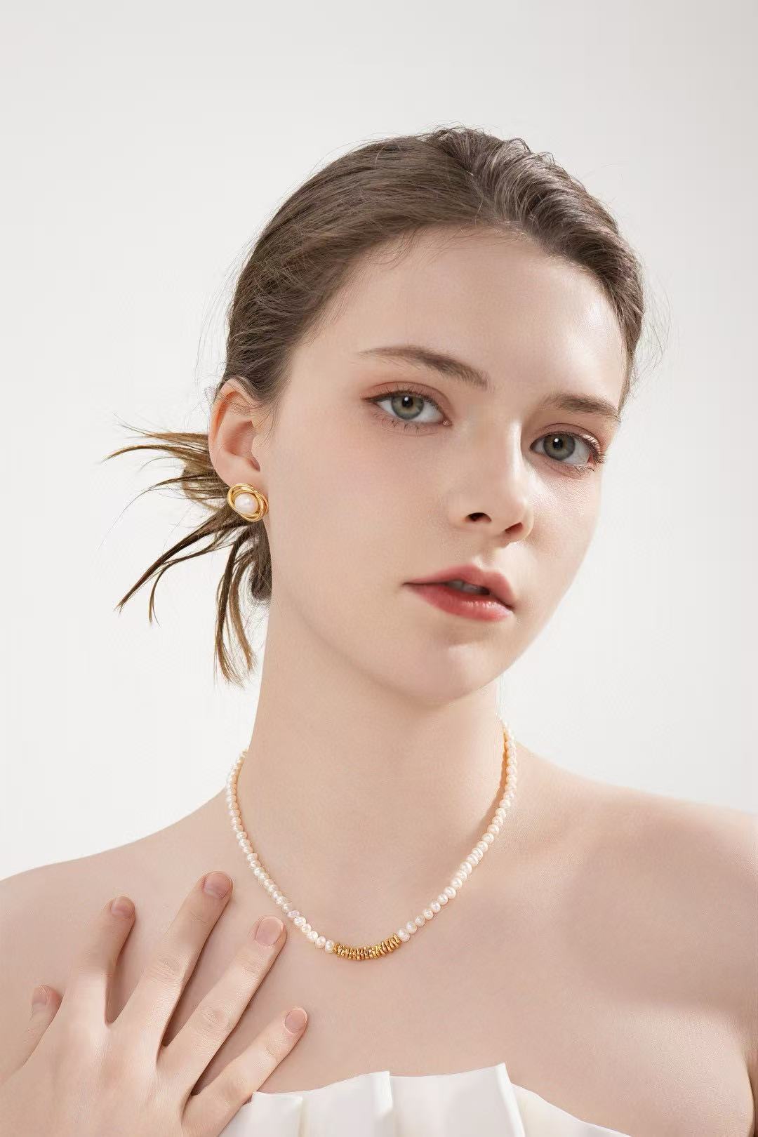 S925 Silver /gold plated/Irregular mini silver nuggets/Freshwater Pearl necklace , bracelet