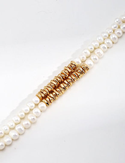 S925 Silver /gold plated/Irregular mini silver nuggets/Freshwater Pearl necklace , bracelet