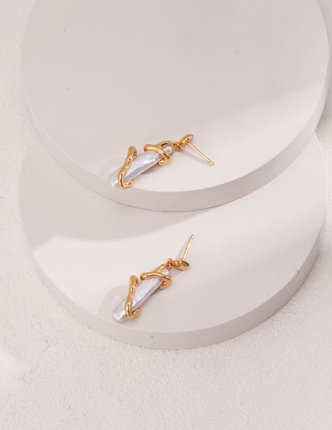 S925 Silver/gold plated/Small strips of natural pearl earrings ,necklace ,ring