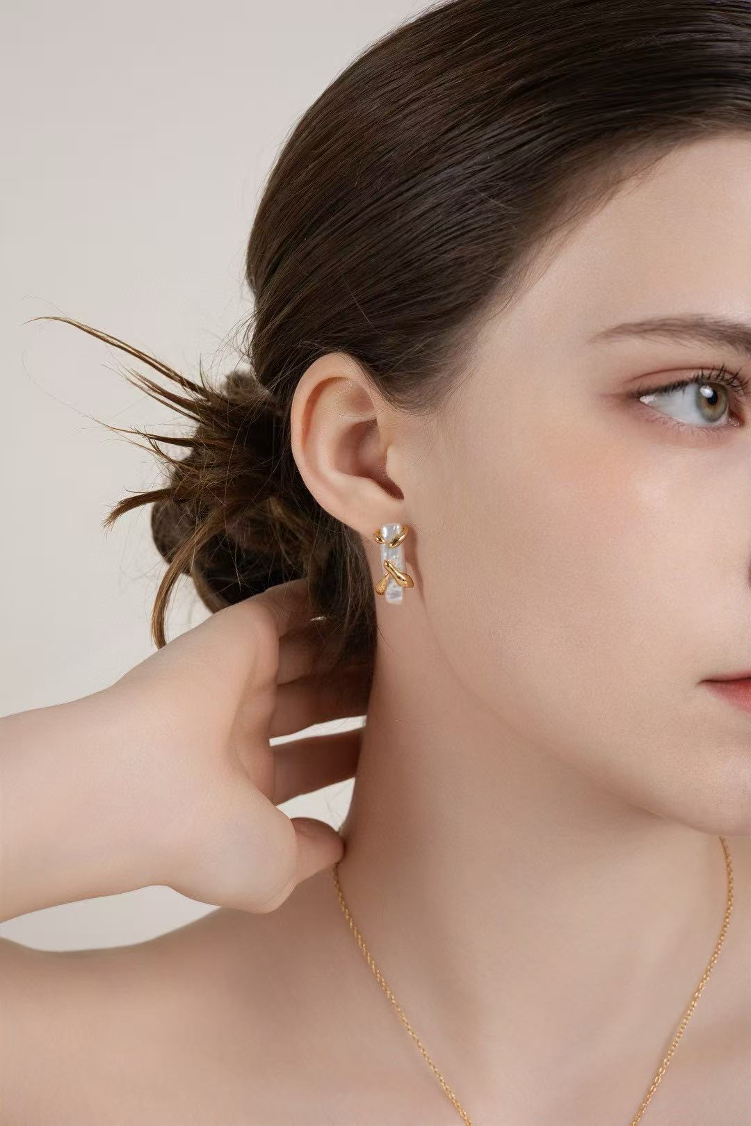 S925 Silver/gold plated/Small strips of natural pearl earrings ,necklace ,ring
