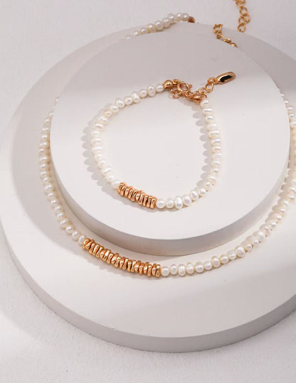 S925 Silver /gold plated/Irregular mini silver nuggets/Freshwater Pearl necklace , bracelet