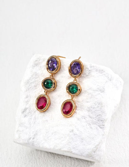 S925 Silver/gold plated/Colored zircon bracelet, earrings