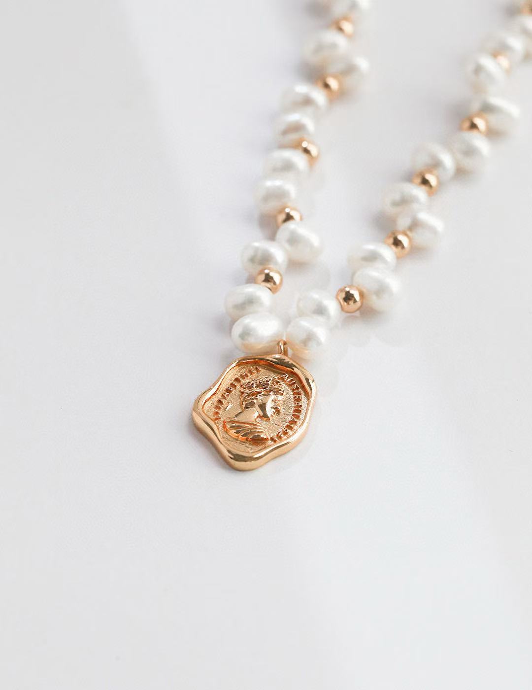 S925 silver beads/natural pearls and Goddess head pendant