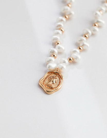 S925 silver beads/natural pearls and Goddess head pendant