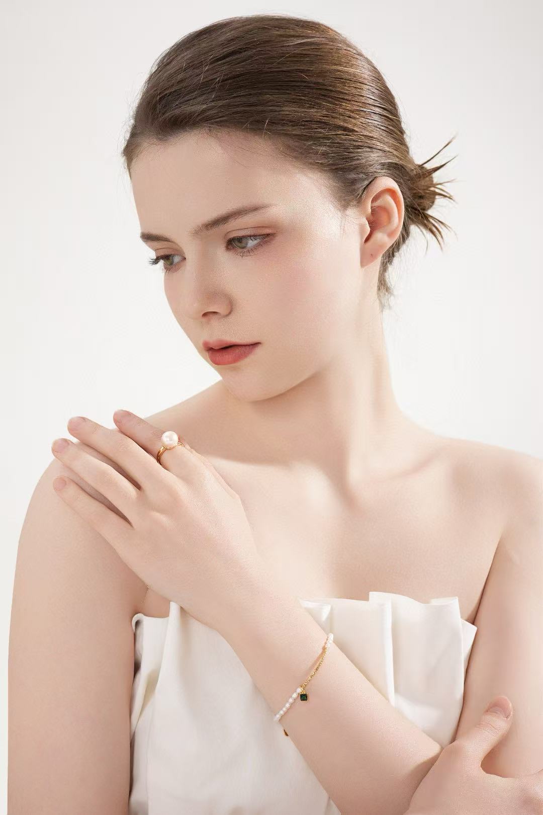 S925 silver/gold plated /single freshwater pearl adjustable ring