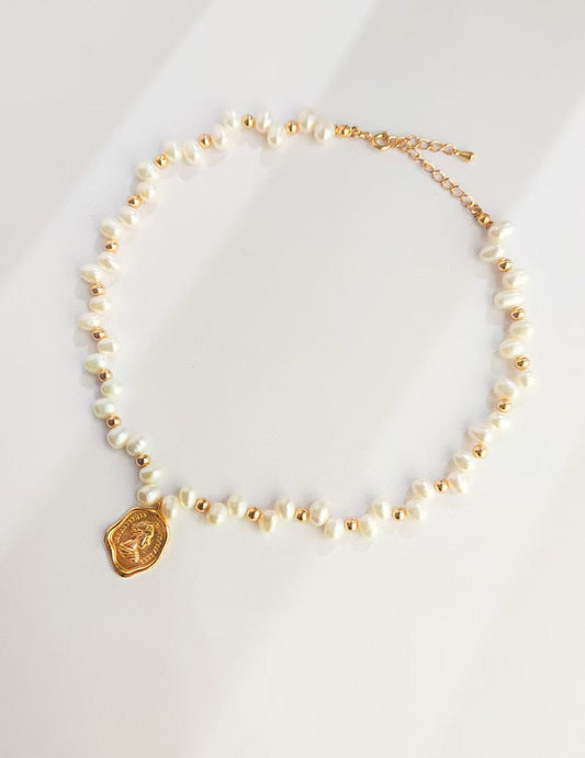 S925 silver beads/natural pearls and Goddess head pendant