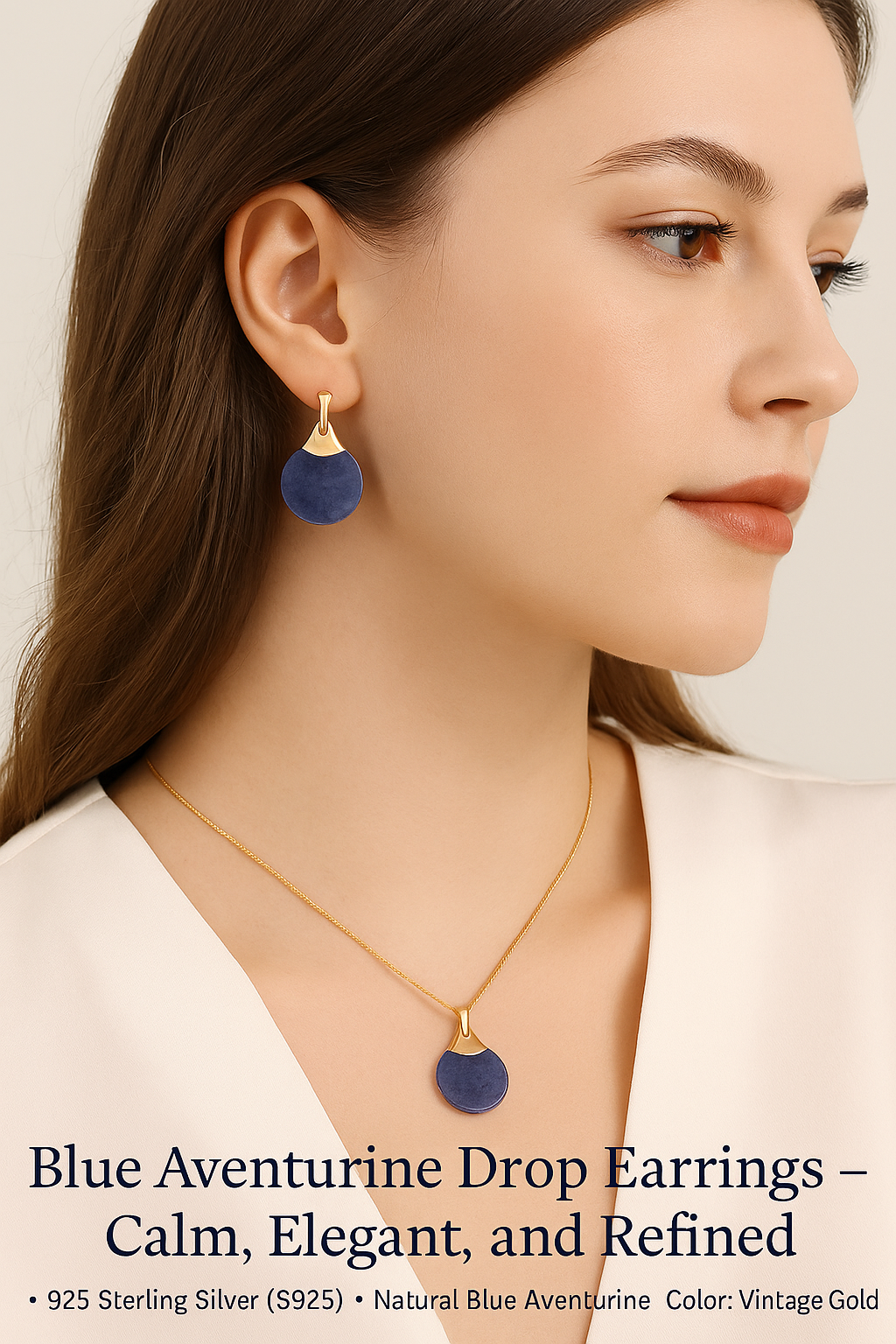 Blue Aventurine Drop Earrings — Calm, Elegant, and Refined