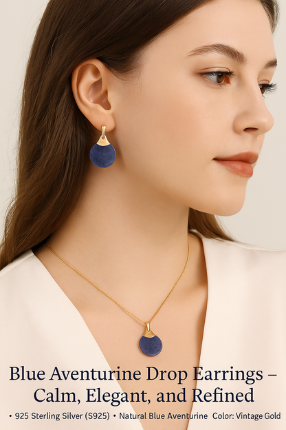 Blue Aventurine Drop Earrings — Calm, Elegant, and Refined