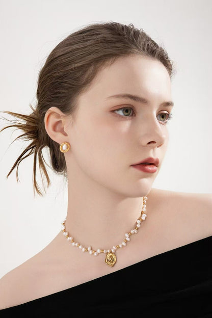 S925 silver beads/natural pearls and Goddess head pendant
