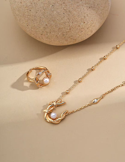 S925 Silver/gold plated/Zircon, Freshwater Pearl/Braided Pendant Necklace, Ring