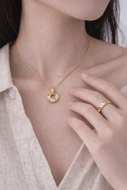 Lucky Wheel Pendant Necklace & Ring Set