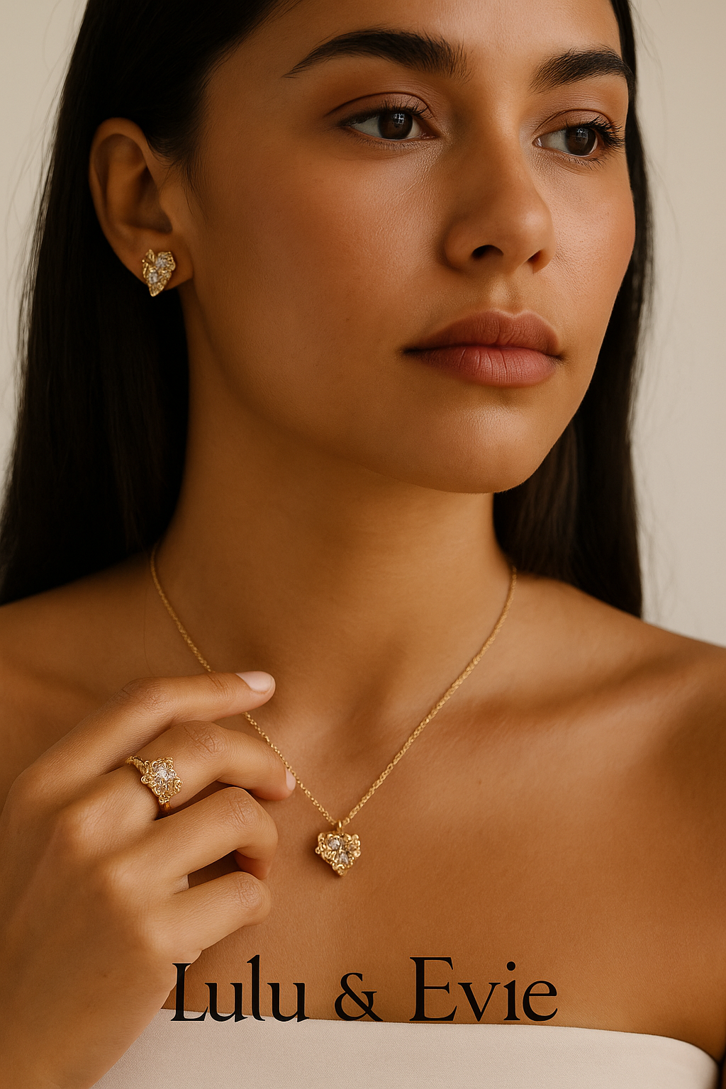 Vintage Gold Heart Jewelry Set