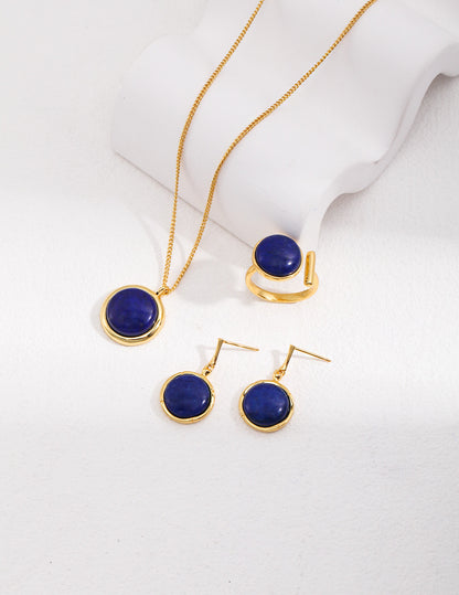 S925 Silver/Natural Lapis Lazuli Pendant Necklace,Earrings,Ring