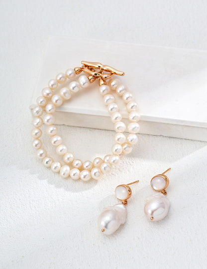 Halo Shell “Mother-of-Pearl & Baroque Pearl Earrings