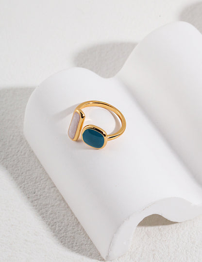 Paris Glaze Pastel Enamel Silver Ring