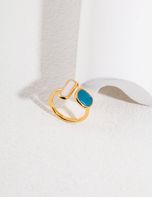 Paris Glaze Pastel Enamel Silver Ring