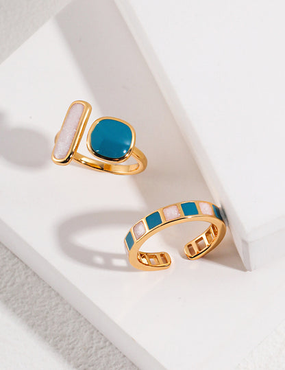 Paris Glaze Pastel Enamel Silver Ring