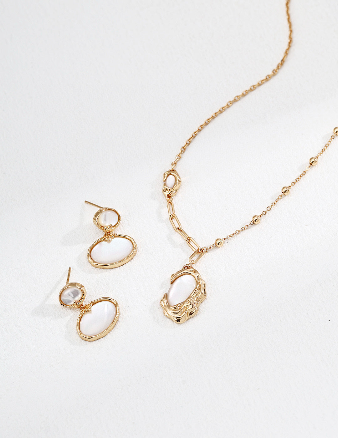Moonlight Vintage Mother-of-Pearl Earrings and Necklace