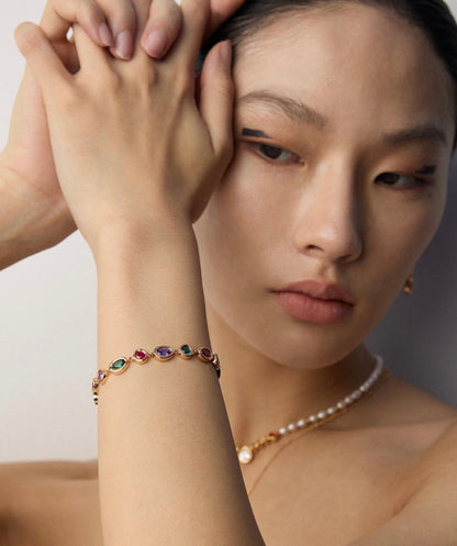 S925 Silver/gold plated/Colored zircon bracelet, earrings