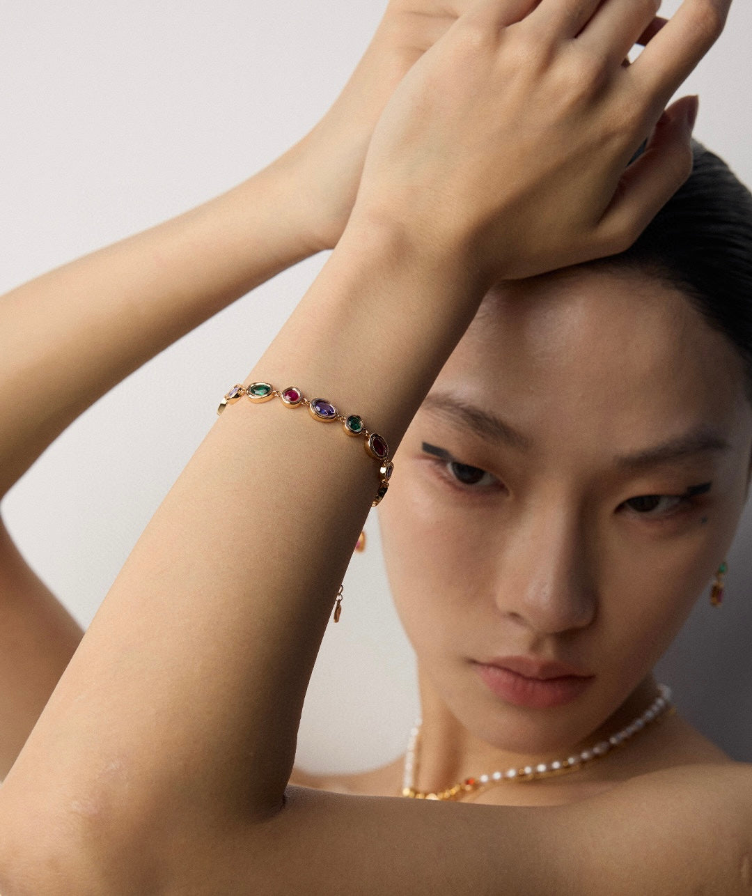 S925 Silver/gold plated/Colored zircon bracelet, earrings