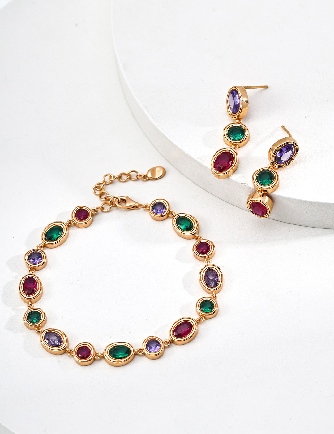 S925 Silver/gold plated/Colored zircon bracelet, earrings