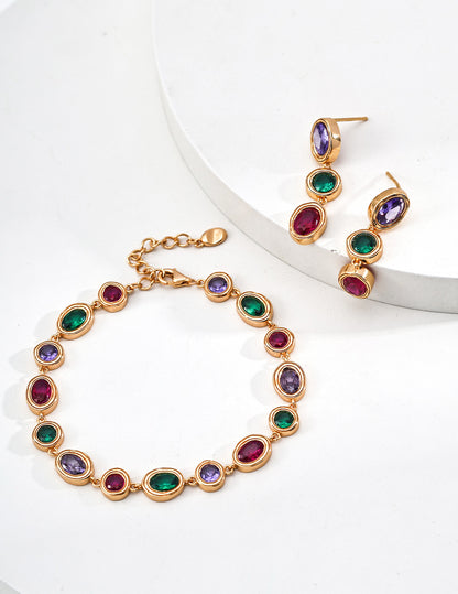 S925 Silver/gold plated/Colored zircon bracelet, earrings