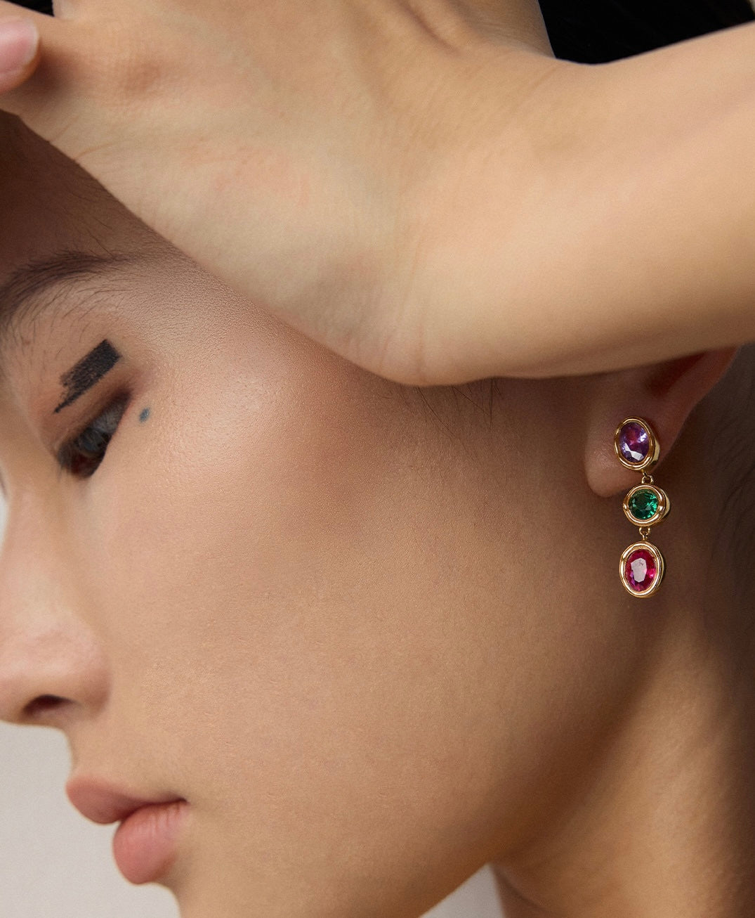 S925 Silver/gold plated/Colored zircon bracelet, earrings