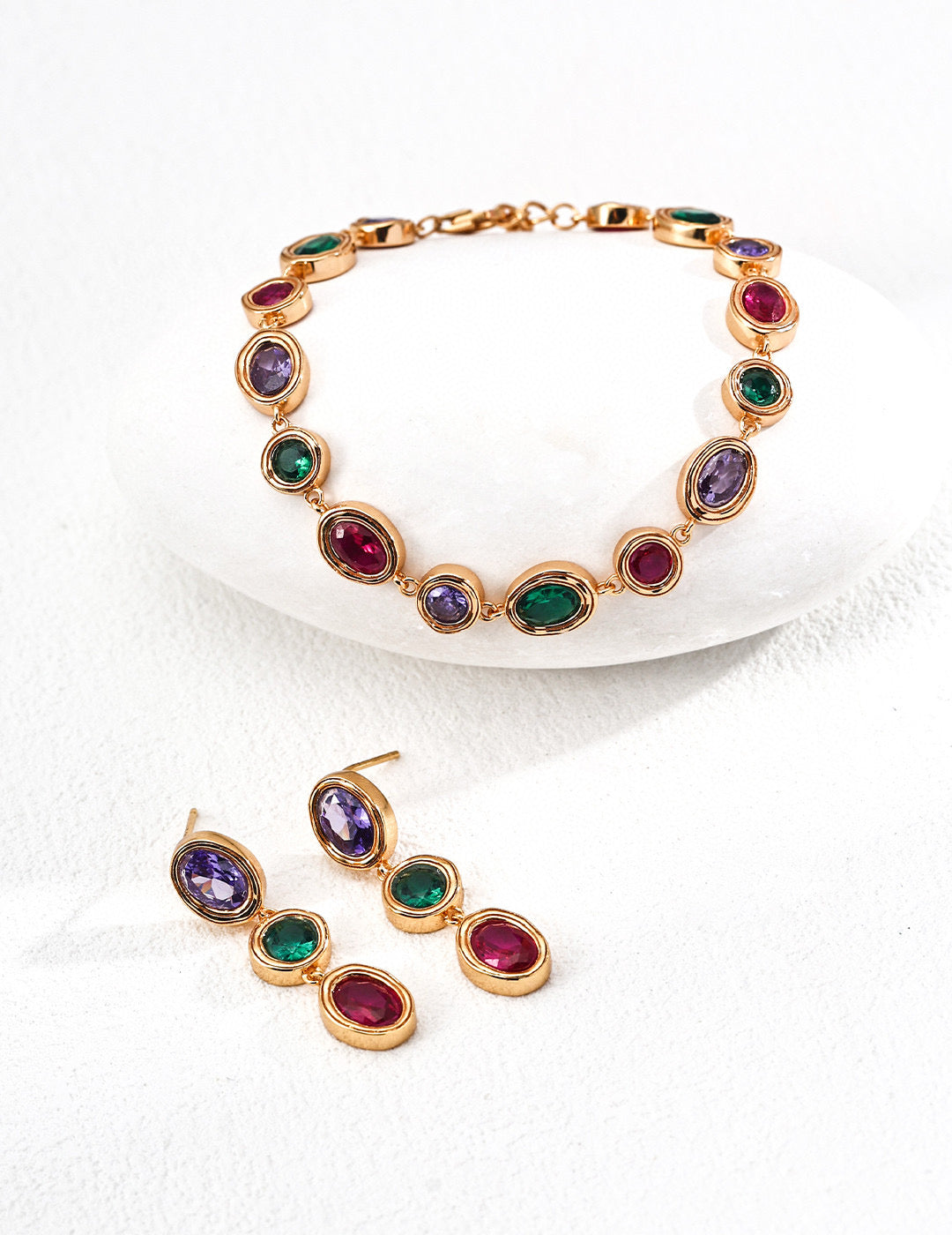 S925 Silver/gold plated/Colored zircon bracelet, earrings